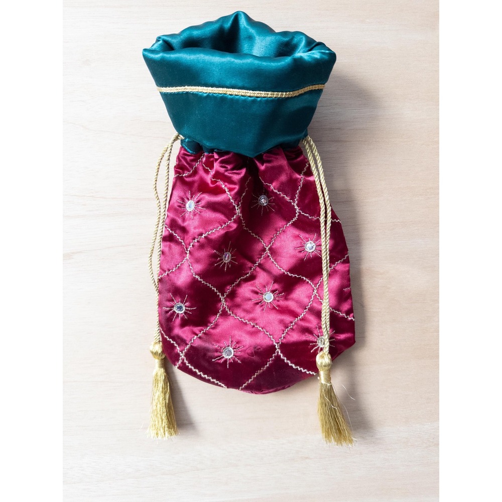 Vtg Pier 1 satin gift bag with drawstring
